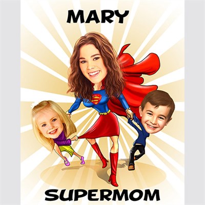 Supermom Caricature from Photos,by myDaVinci - myDaVinci